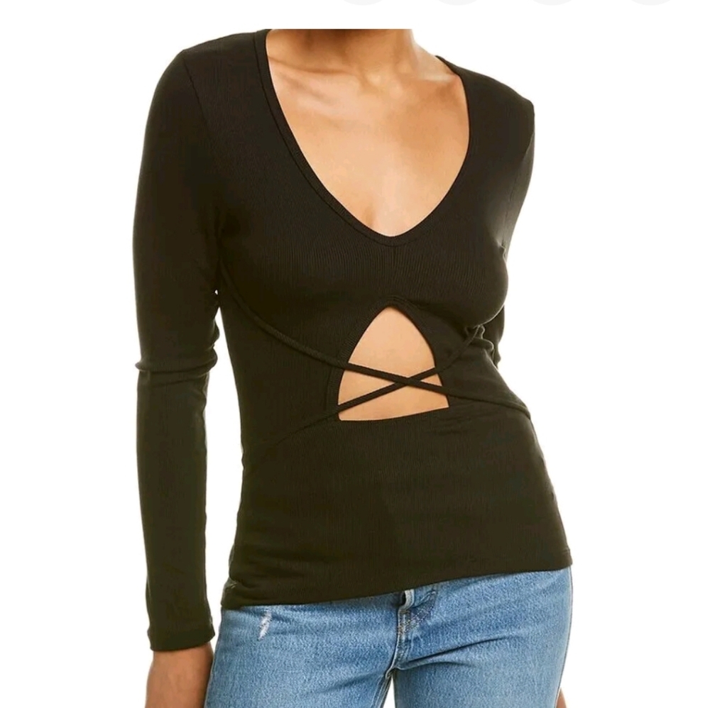 NWT! LNA RIBBED ALORA TOP